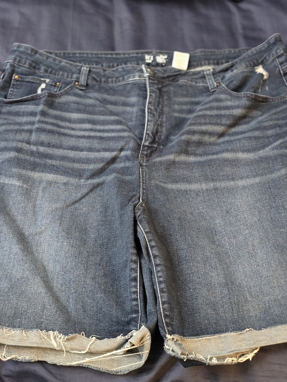 Terra & Sky Dark Indigo Denim Cutoff Bermuda Shorts